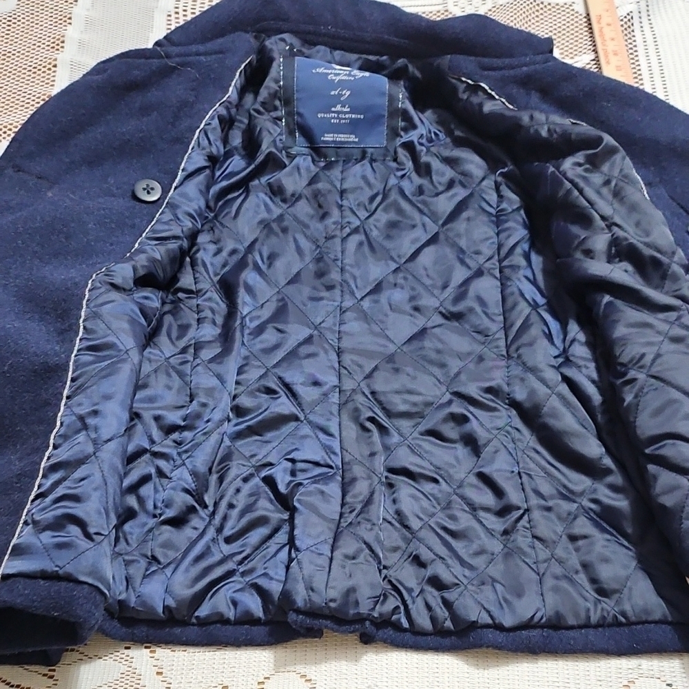 Vintage American Eagle Outfitters Women's Dark Blue Peacoat - Picture 8 of 11
